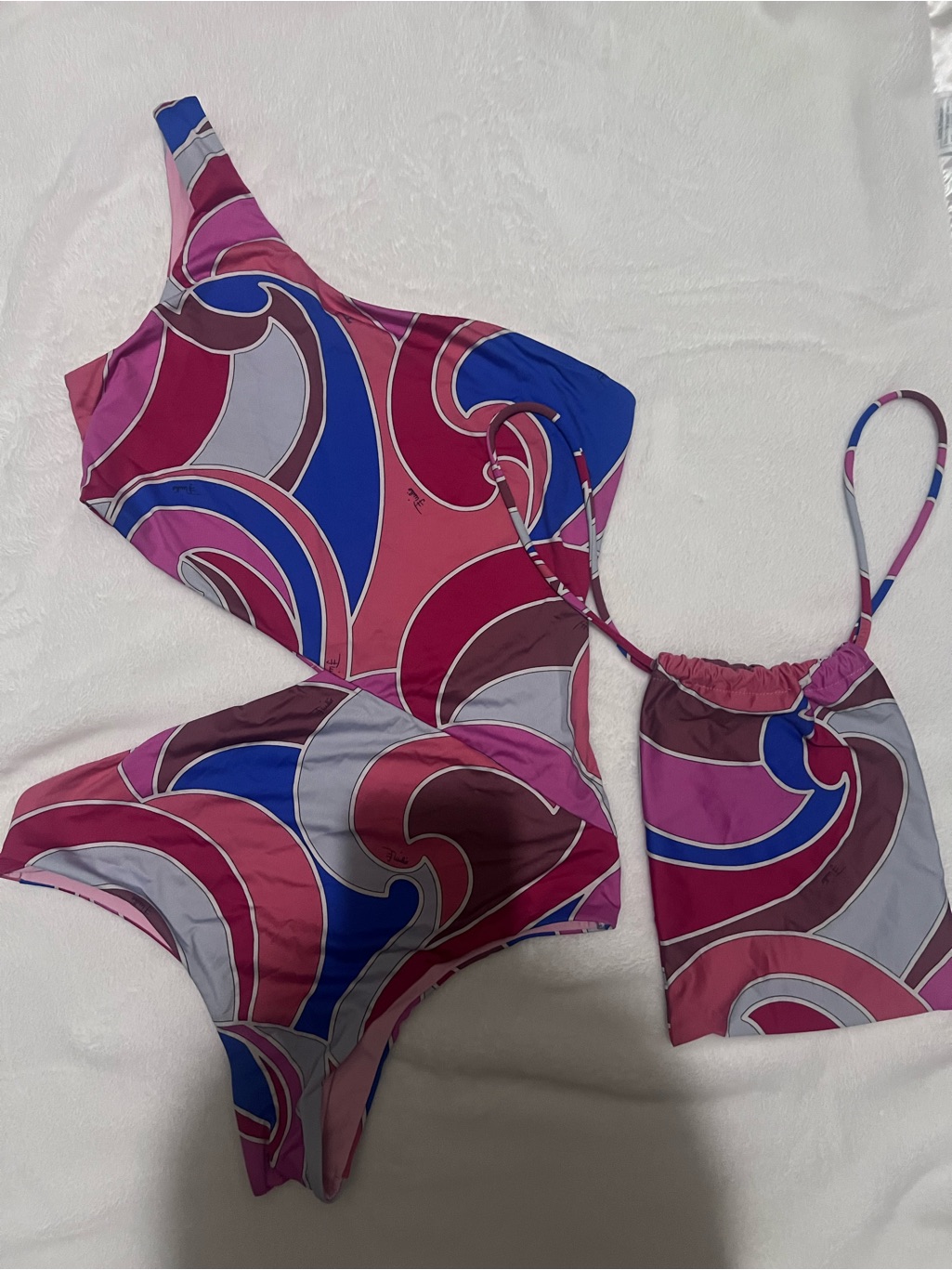 Emilio Pucci Pink, Blue Swimsuit And Bag